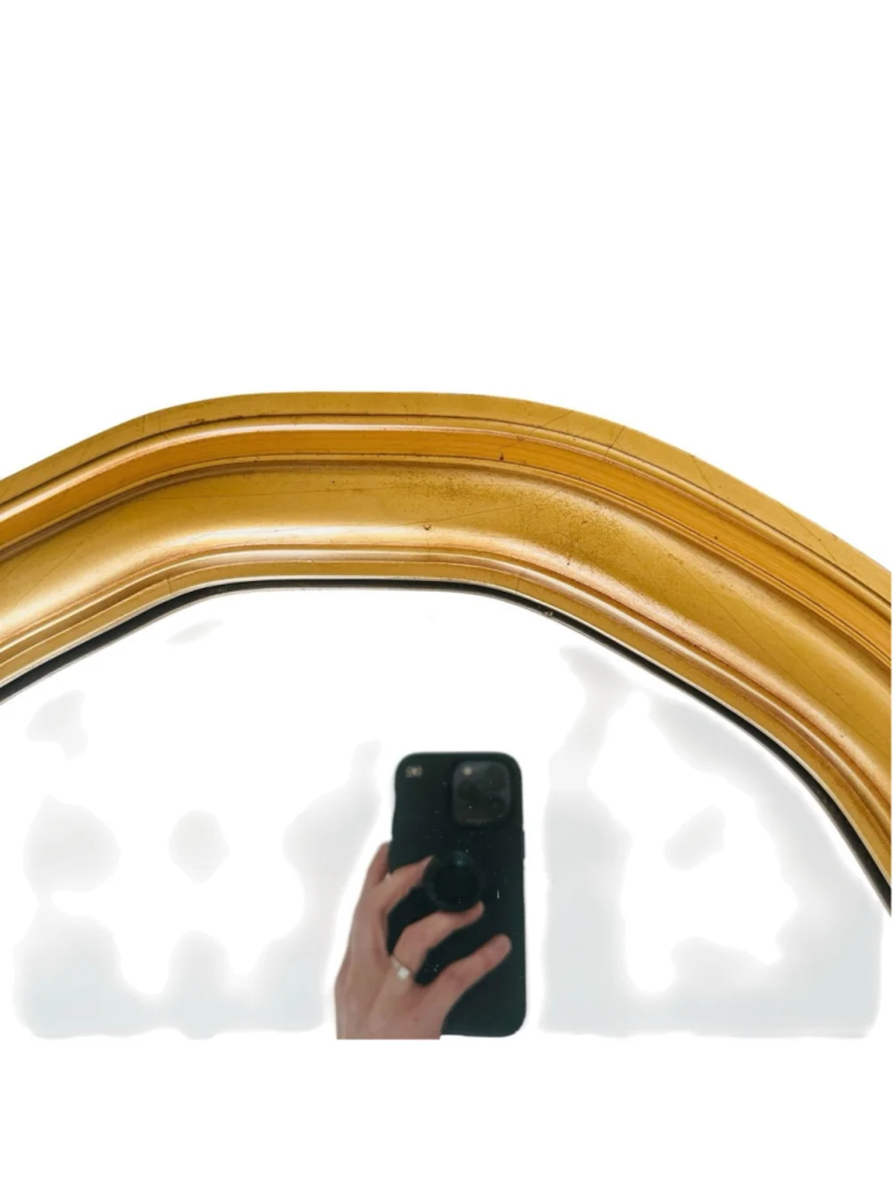 Vintage Gold Gilt Wood Octagonal Wall Mirror Ornate Baroque Hollywood Regency